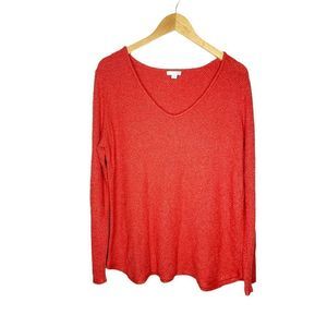 J Jill Red V Neck Sweater